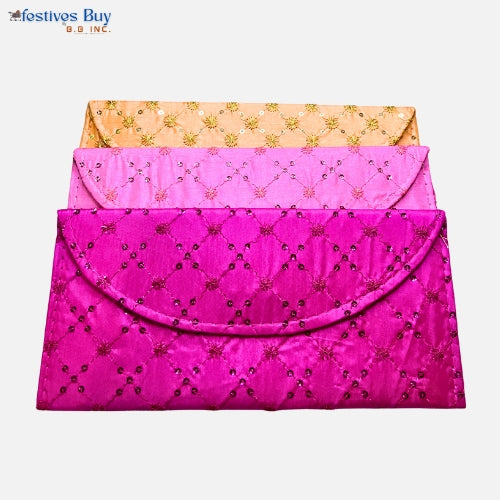 Elegant Embroidered Shagun Envelope Clutch – Set of 3 | Festives Buy