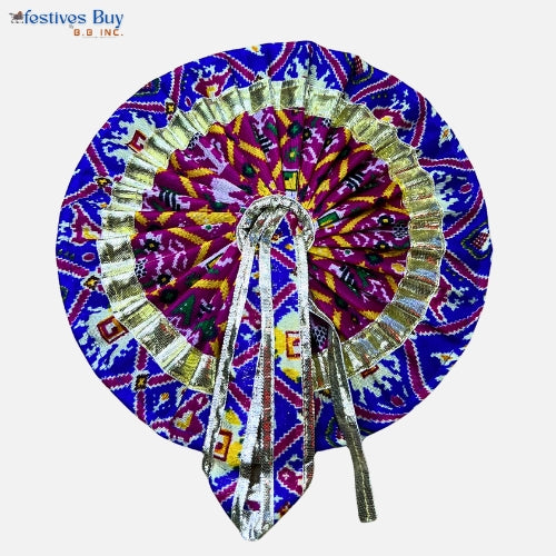 Blue Traditional Laddu Gopal Dress – 8 Inch Diameter | Golden Lace Krishna Idol Poshak for Janmashtami & Puja