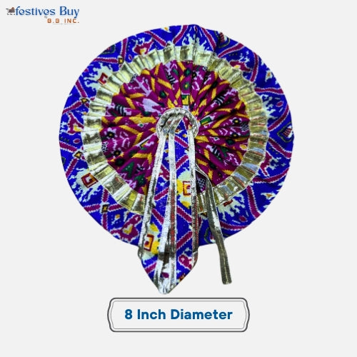 Blue Traditional Laddu Gopal Dress – 8 Inch Diameter | Golden Lace Krishna Idol Poshak for Janmashtami & Puja