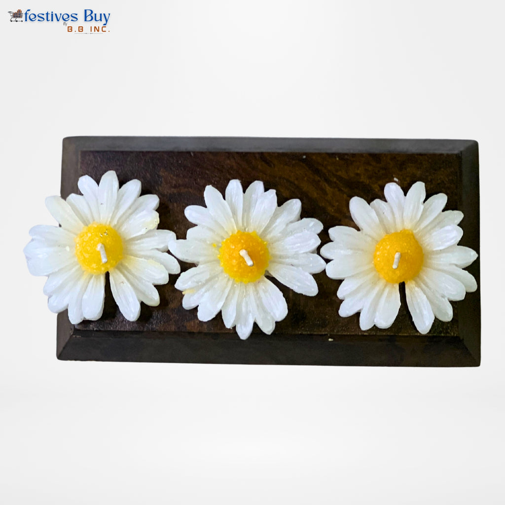 Daisy Flower Candle Set – Designer Floral Decorative Candles for Festive Décor by Festives Buy