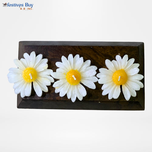 Daisy Flower Candle Set – Designer Floral Decorative Candles for Festive Décor by Festives Buy