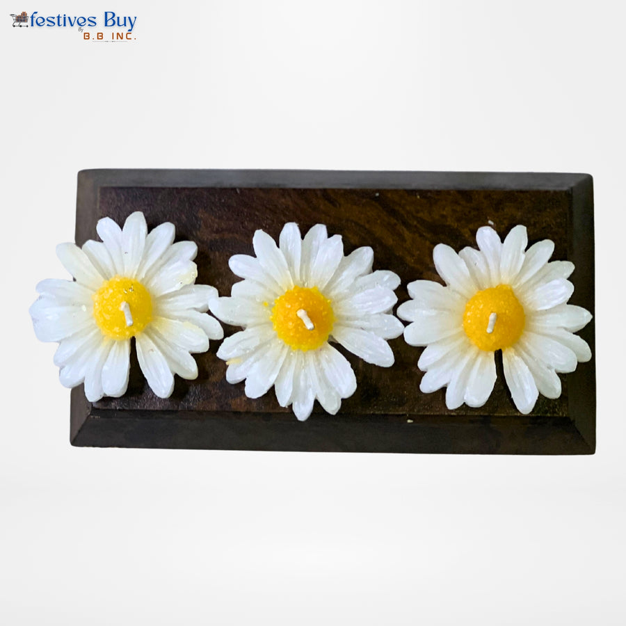 Daisy Flower Candle Set – Designer Floral Decorative Candles for Festive Décor by Festives Buy