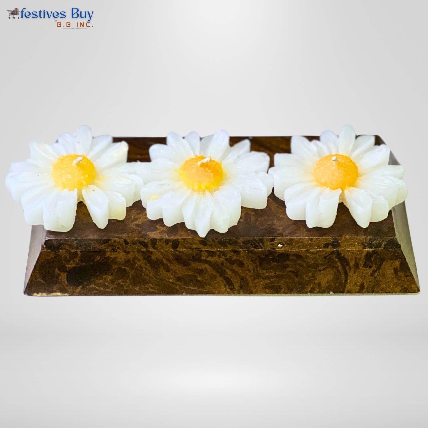 Daisy Flower Candle Set – Designer Floral Decorative Candles for Festive Décor by Festives Buy
