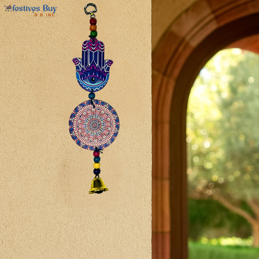 Divine Palm Evil Eye Wall Hanging – 11 Inch Hamsa Good Luck Decor by Festives Buy
