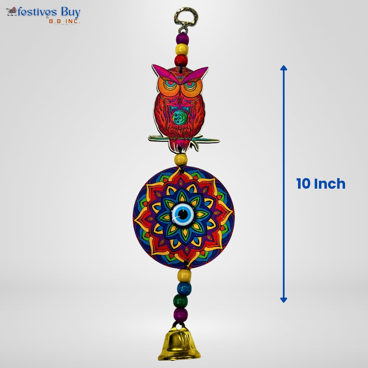 Divine Wisdom Owl Wall Hanging – Evil Eye Good Luck Decor by Festives Buy