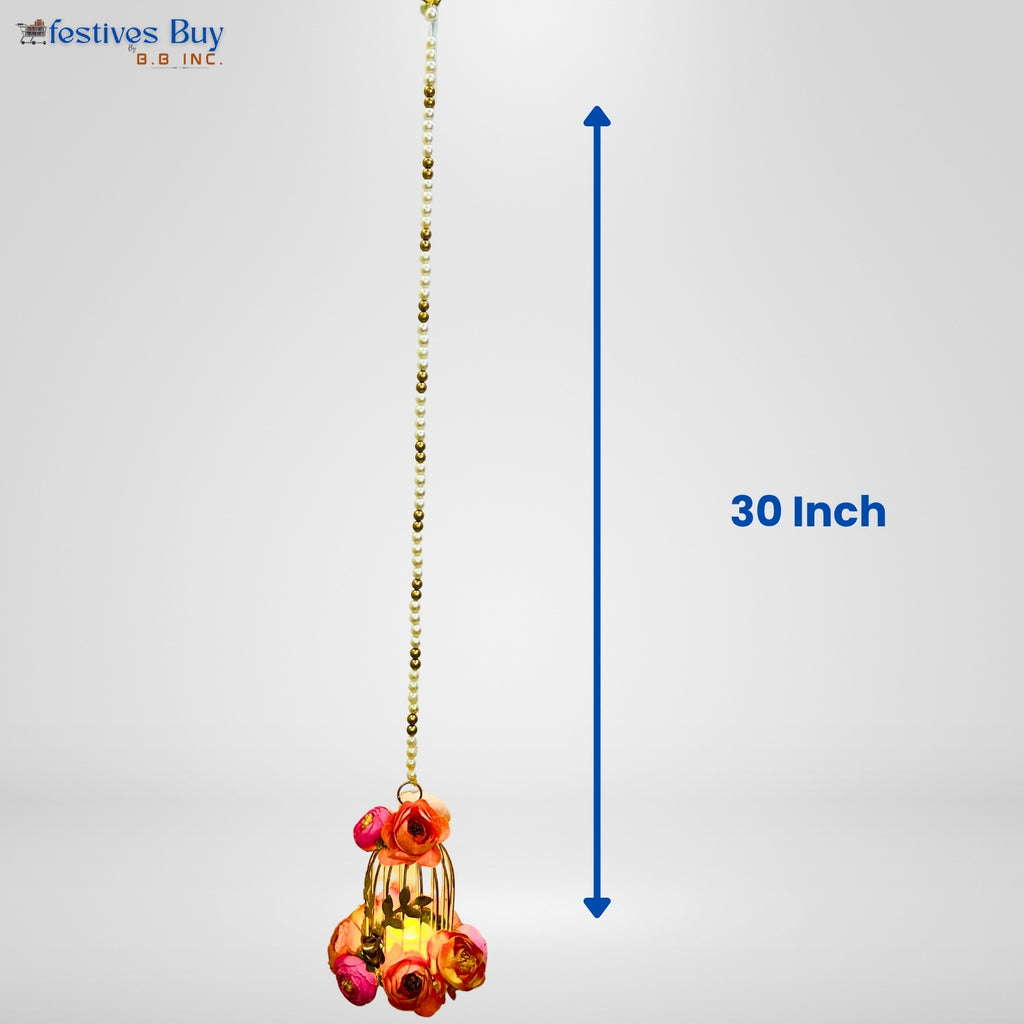 Elegant Hanging Floral LED Diya – 30 Inch Battery Operated Decorative Lamp by Festives Buy