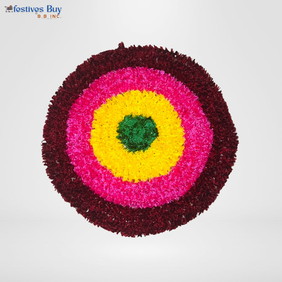 Ethereal Bloom Wool Rangoli – 10 Inch Washable Rexine by Festives Buy
