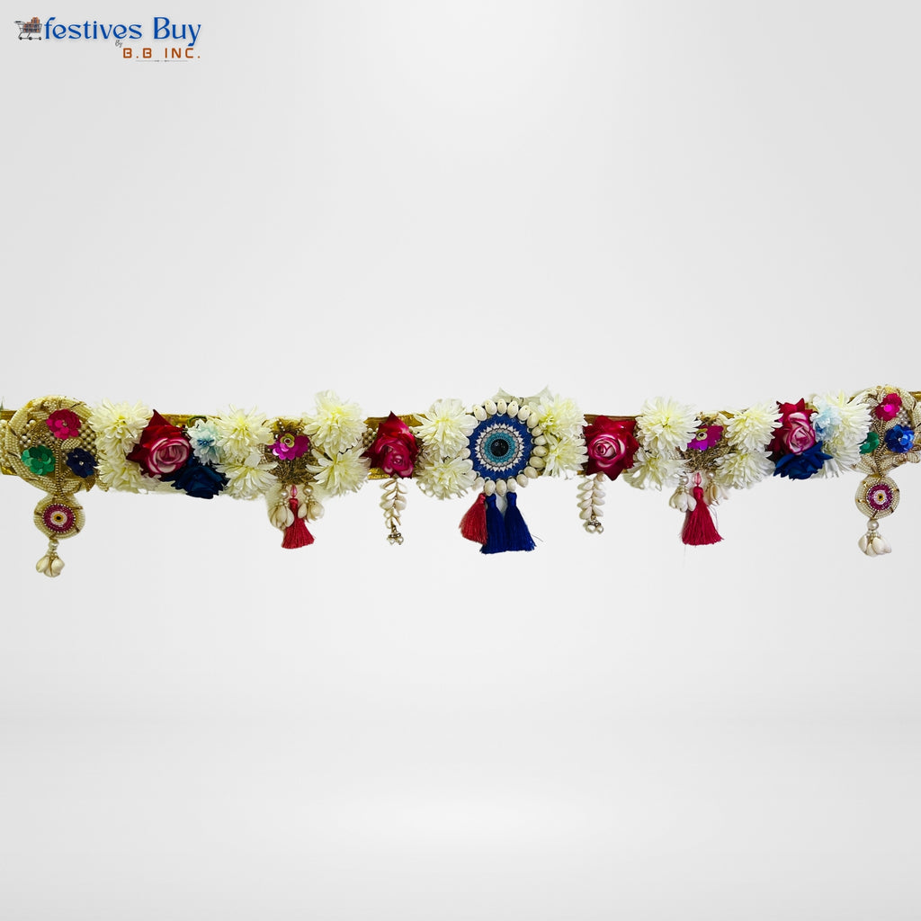 Evil Eye Floral Toran – 38 Inch Decorative Door Hanging with Tassels by Festives Buy
