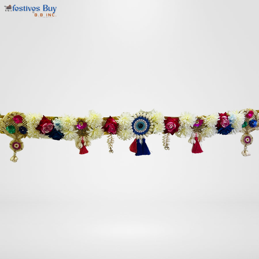 Evil Eye Floral Toran – 38 Inch Decorative Door Hanging with Tassels by Festives Buy