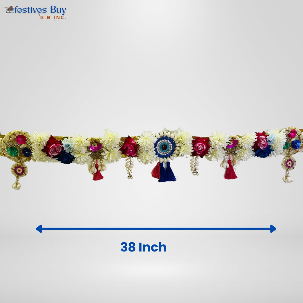 Evil Eye Floral Toran – 38 Inch Decorative Door Hanging with Tassels by Festives Buy