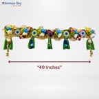 Evil Eye Floral Toran – 40 Inch Decorative Door Hanging with Flowers, Beads & Tassels by Festives Buy