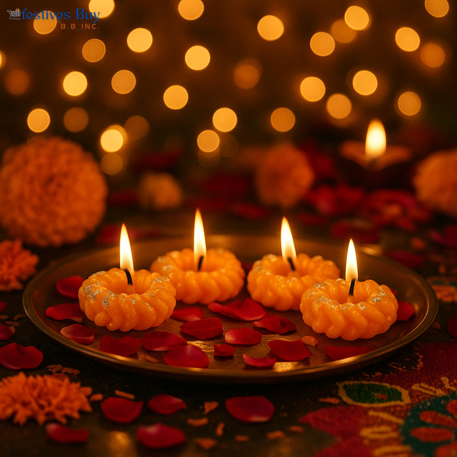 Festive Imarti Designer Candles Set of 4 by Festives Buy