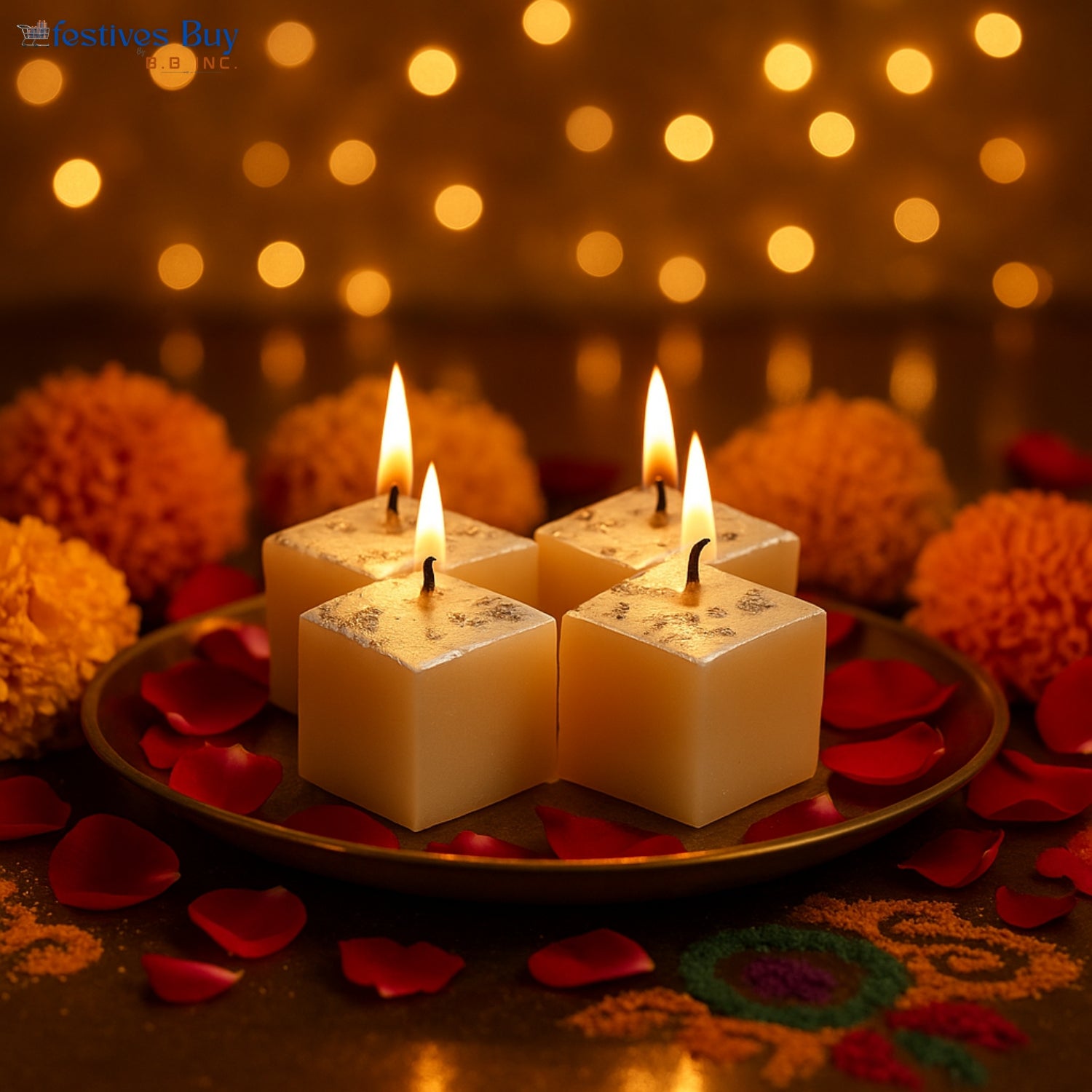 Festive Kaju Katli Designer Candles Set of 4 by Festives Buy