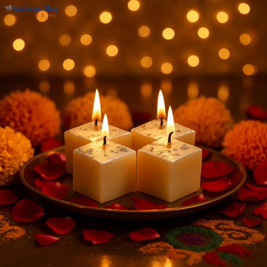 Festive Kaju Katli Designer Candles Set of 4 by Festives Buy