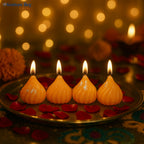 Festive Modak Designer Candles Set of 4 (Orange) by Festives Buy