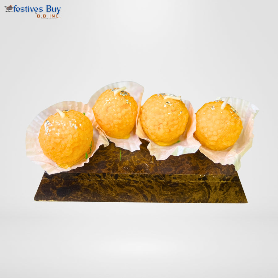 Festive Motichur Ladoo Designer Candles Set of 4 by Festives Buy