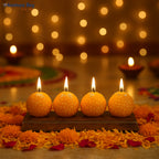 Festive Motichur Ladoo Designer Candles Set of 4 by Festives Buy