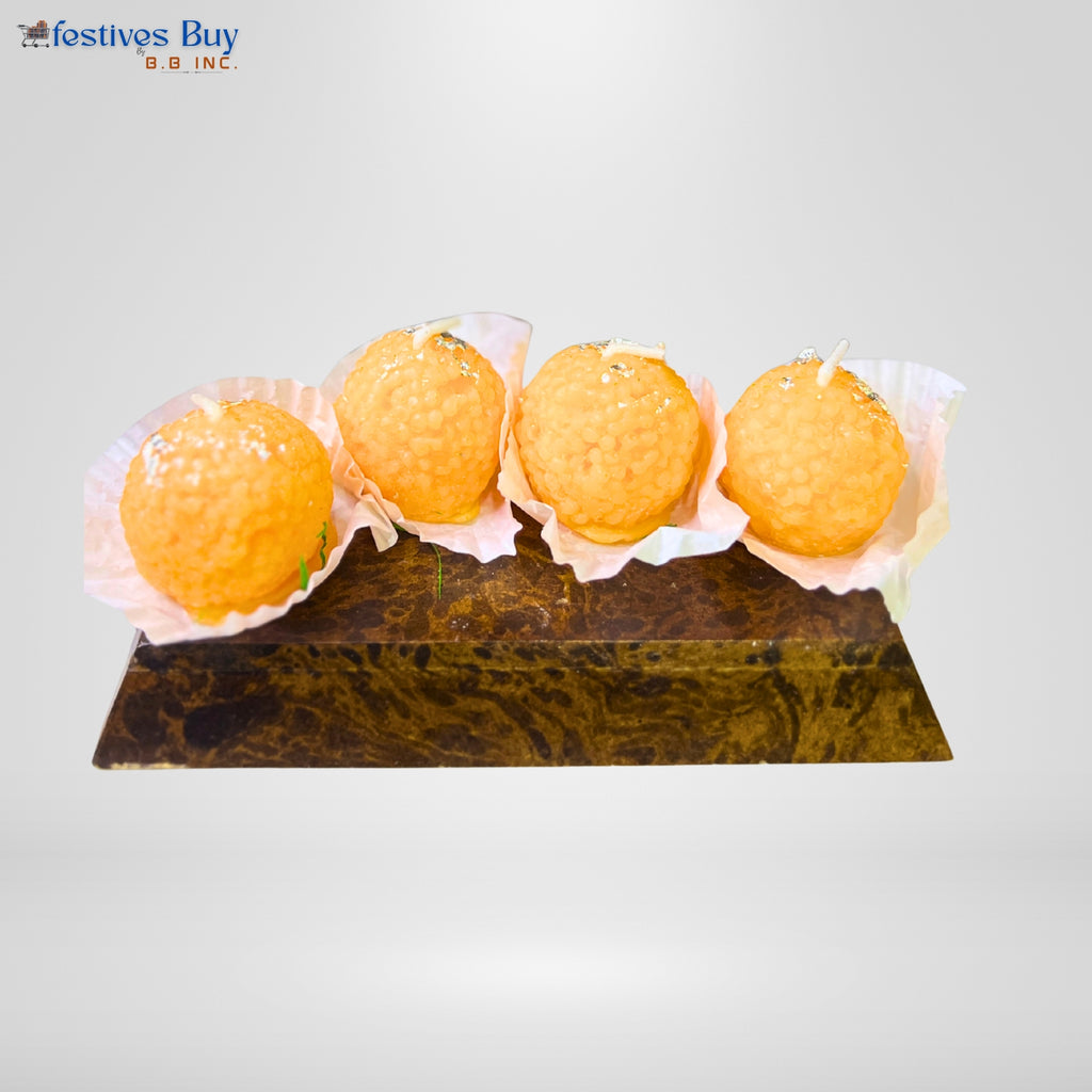 Festive Motichur Ladoo Designer Candles Set of 4 by Festives Buy