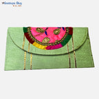 Festives Buy Designer Embroidered Shagun Envelope Clutch – Set of 2 (Peach & Green)