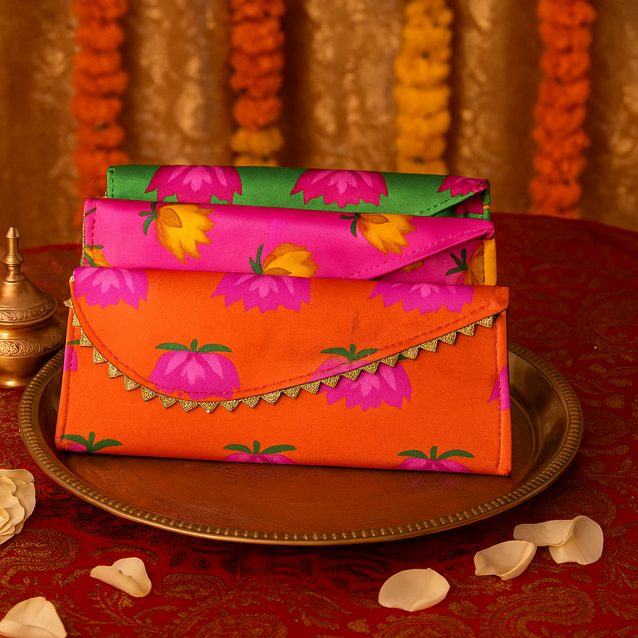 Festives Buy Floral Shagun Envelope Clutch Set of 3 – Traditional Gifting Pouches