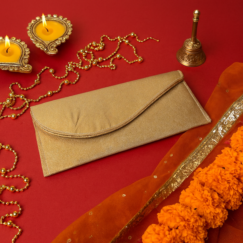 Festives Buy Golden Shagun Envelope Clutch – Elegant Festive & Wedding Gifting