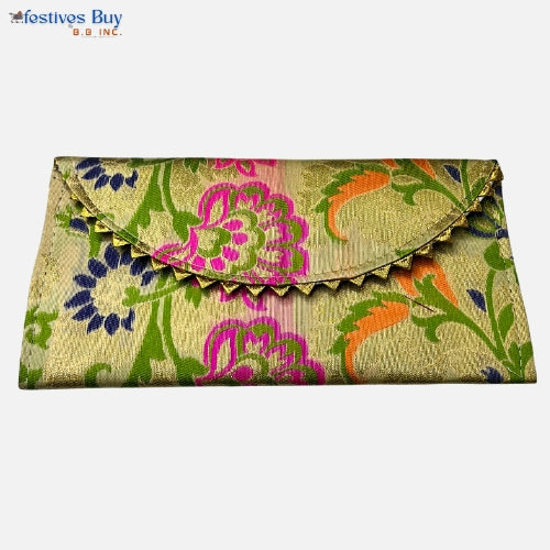 Festives Buy Premium Brocade Shagun Envelope Clutch – Set of 4 (Red, Pink, Green & Gold)