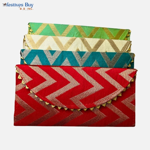 Festives Buy Zigzag Embroidered Shagun Envelope Clutch Set of 4 – Premium Festive & Wedding Gifting