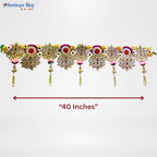 Floral Pattern Designer Toran – 40 Inch Decorative Door Hanging with Golden Motifs & Tassels by Festives Buy