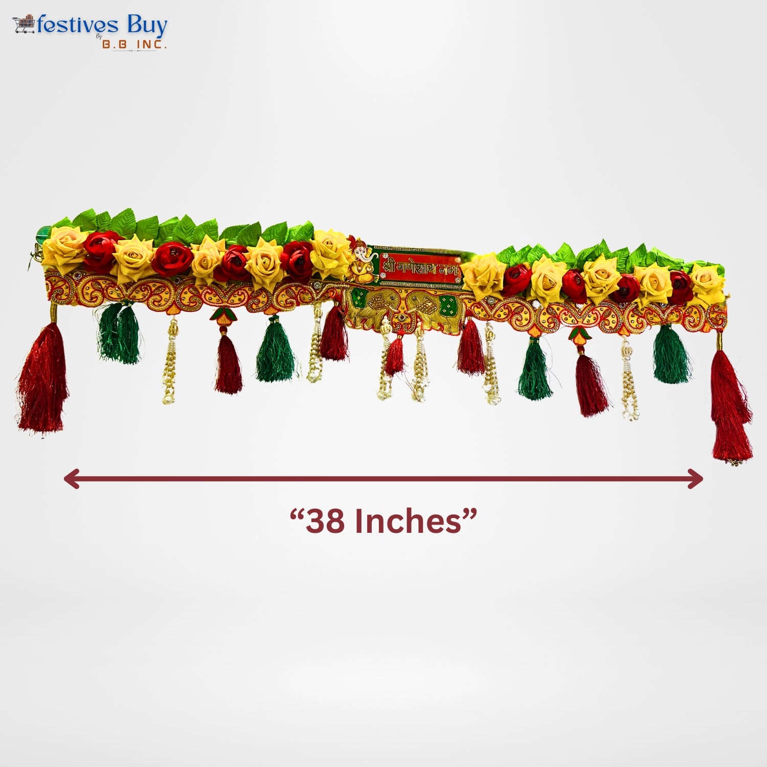 Floral Toran Door Hanging – 38 Inch Decorative Entrance Decor with Tassels & Auspicious Centerpiece by Festives Buy