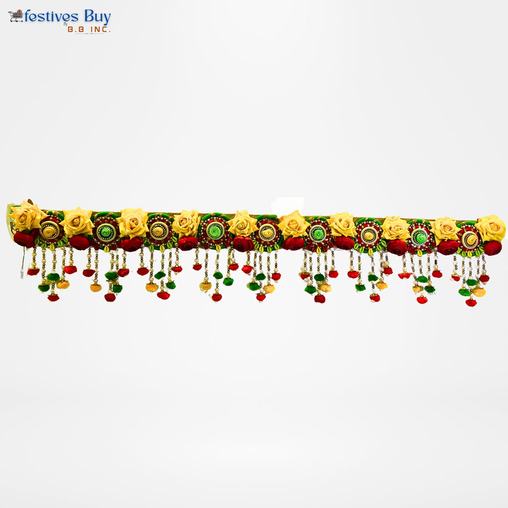 Floral Toran Door Hanging – 38 Inch Decorative Entrance Décor with Yellow & Red Flowers by Festives Buy