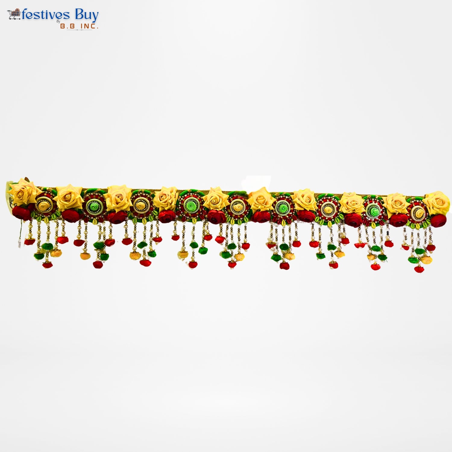 Floral Toran Door Hanging – 38 Inch Decorative Entrance Décor with Yellow & Red Flowers by Festives Buy