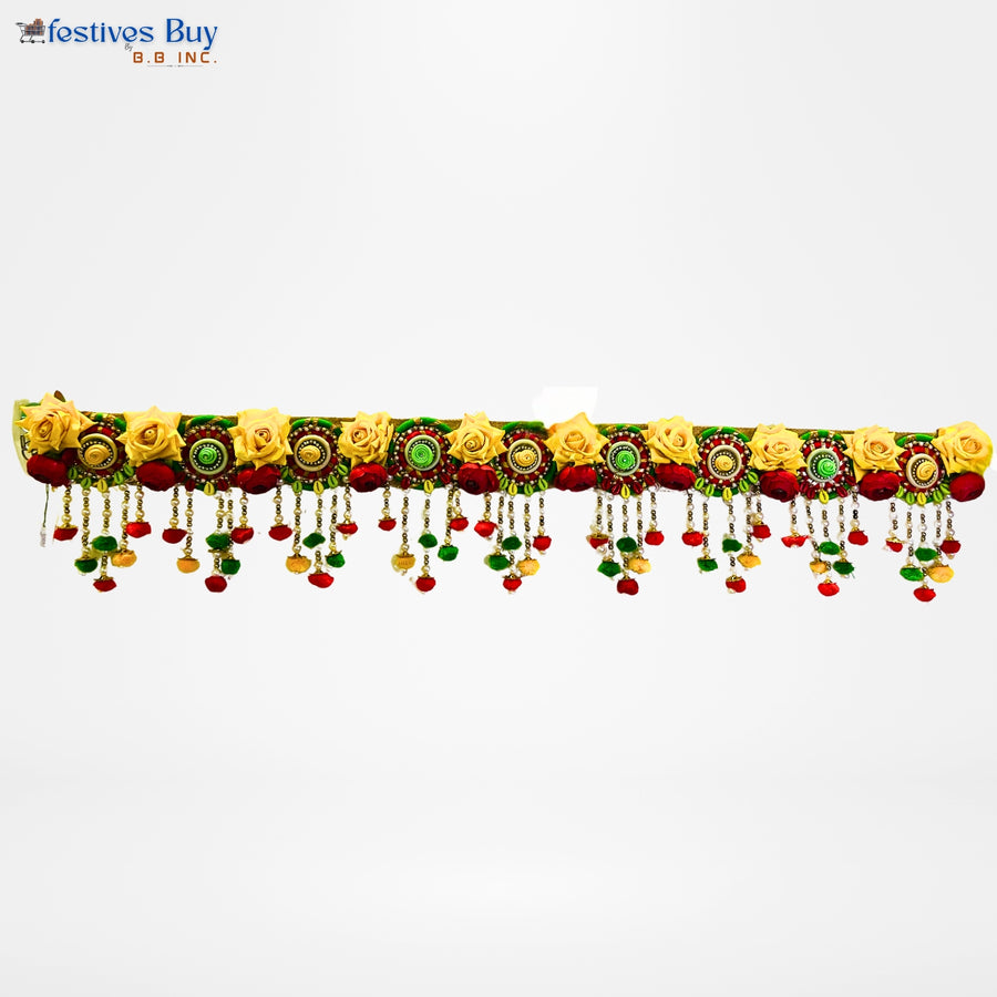 Floral Toran Door Hanging – 38 Inch Decorative Entrance Décor with Yellow & Red Flowers by Festives Buy