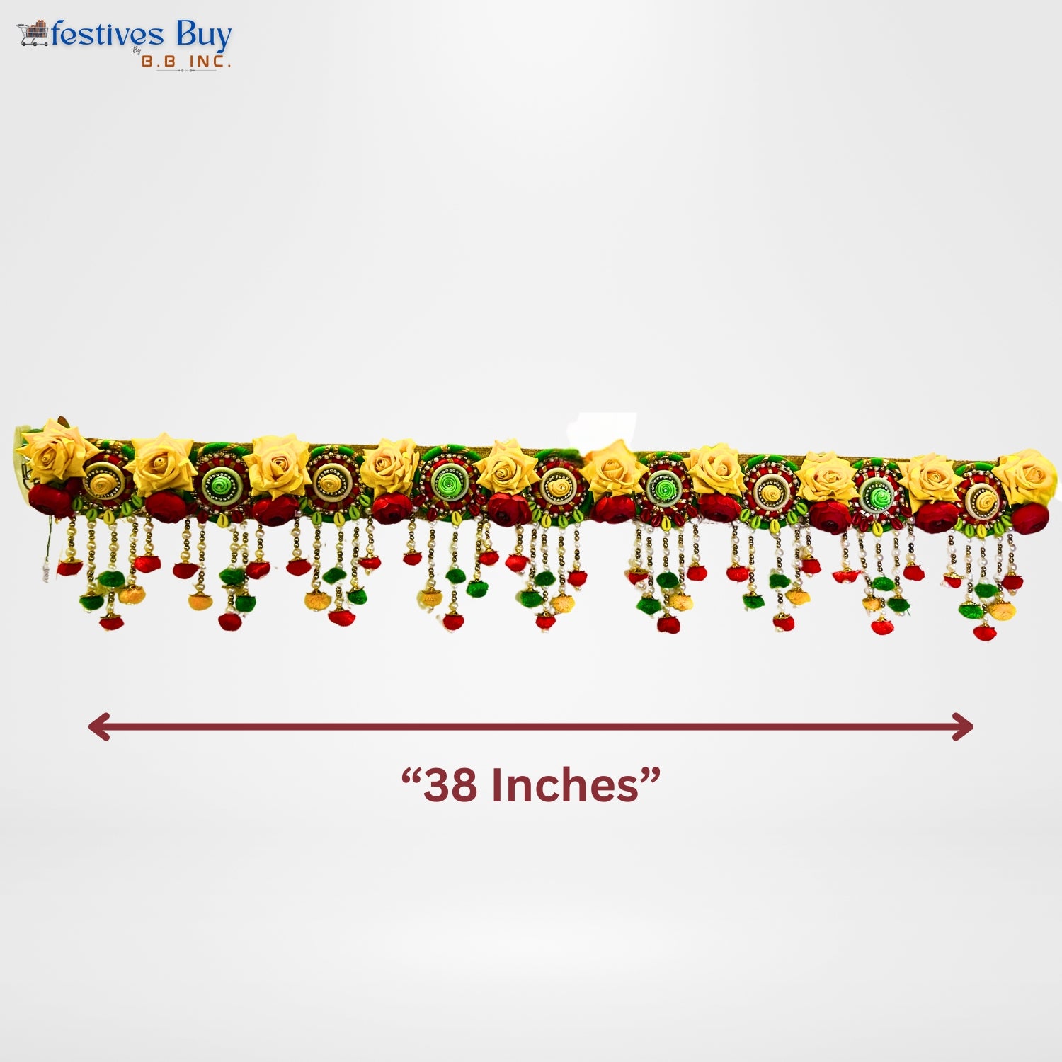 Floral Toran Door Hanging – 38 Inch Decorative Entrance Décor with Yellow & Red Flowers by Festives Buy