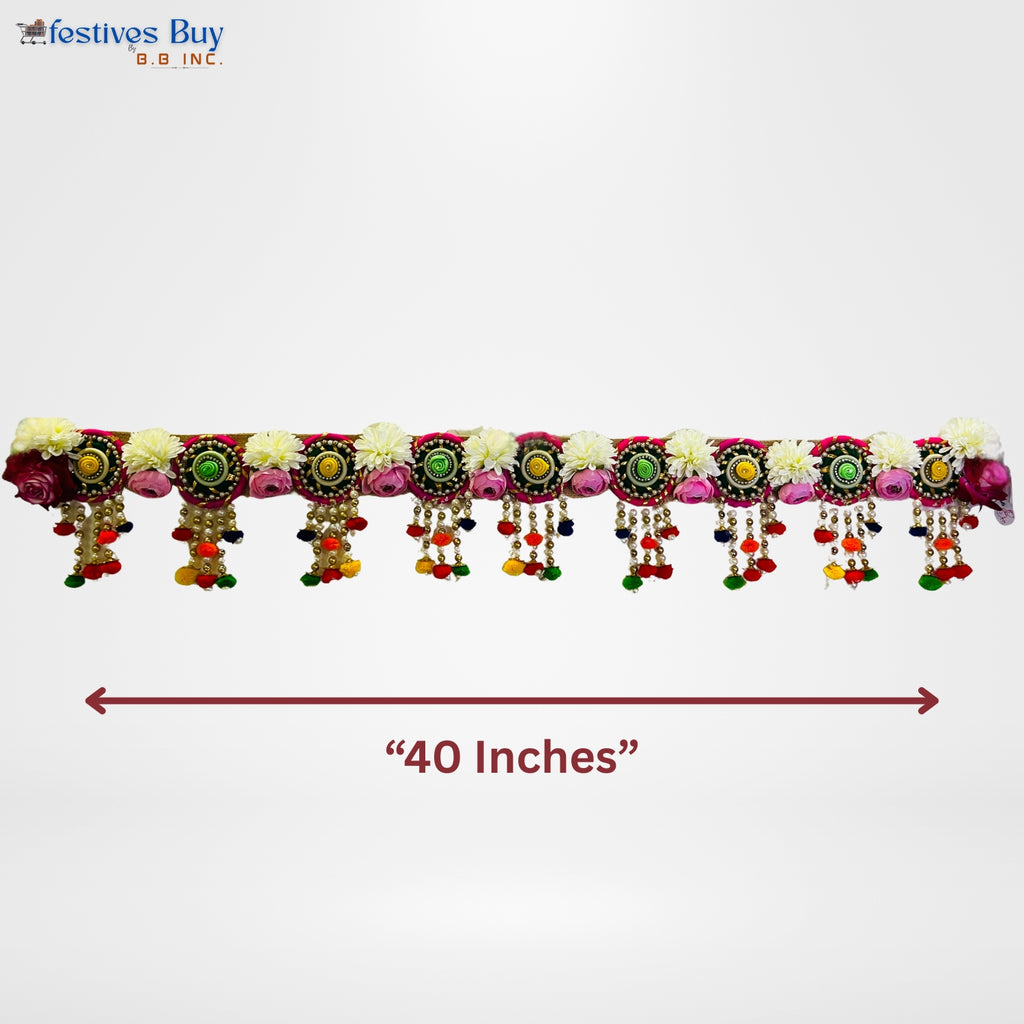 Floral Designer Toran – 40 Inch Decorative Door Hanging with Beads & Festive Embellishments by Festives Buy