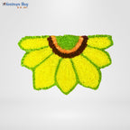Golden Bloom Wool Rangoli – 13 Inch Washable Rexine Base by Festives Buy
