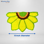 Golden Bloom Wool Rangoli – 13 Inch Washable Rexine Base by Festives Buy