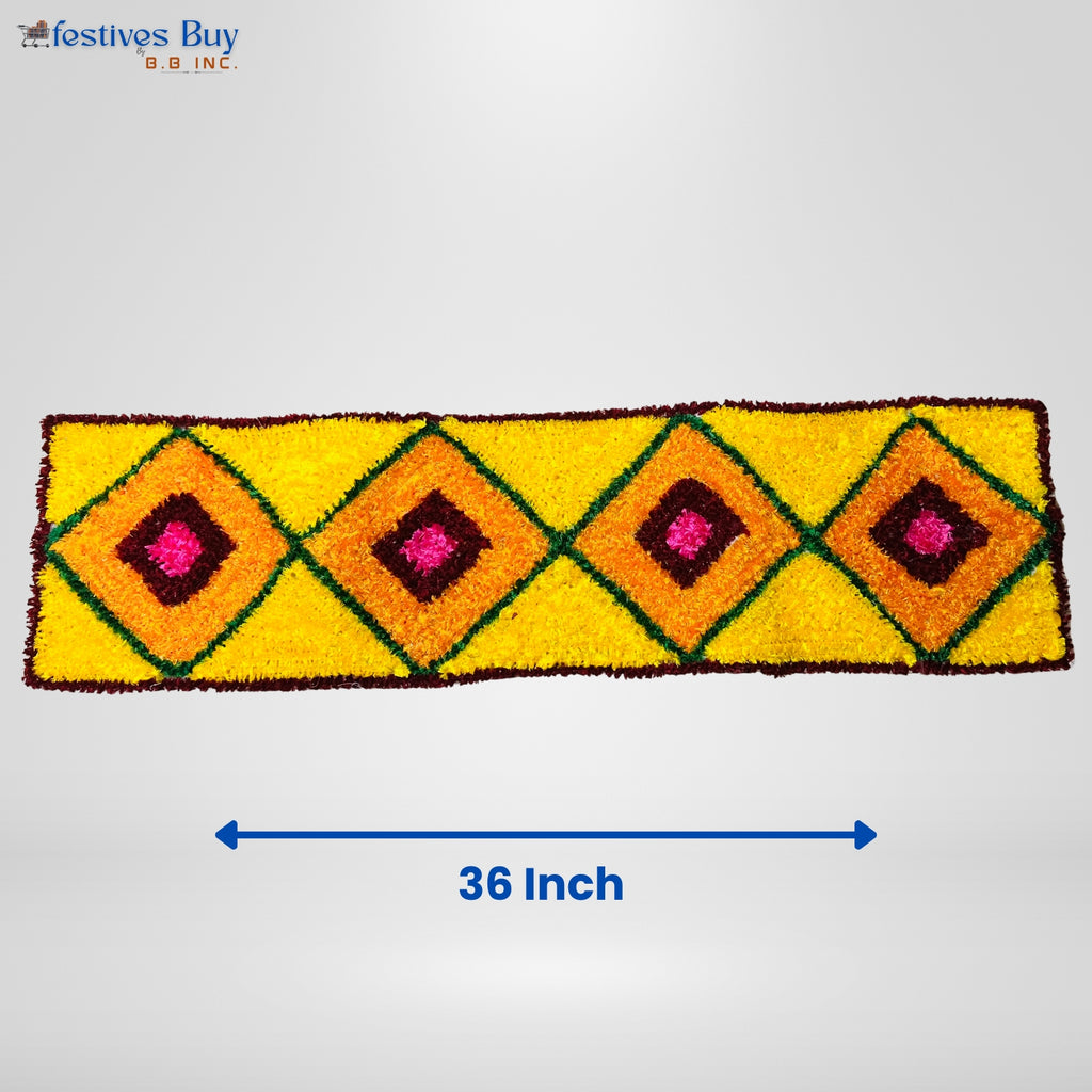 Golden Radiance Wool Rangoli – 36 Inch Washable Rexine Base by Festives Buy