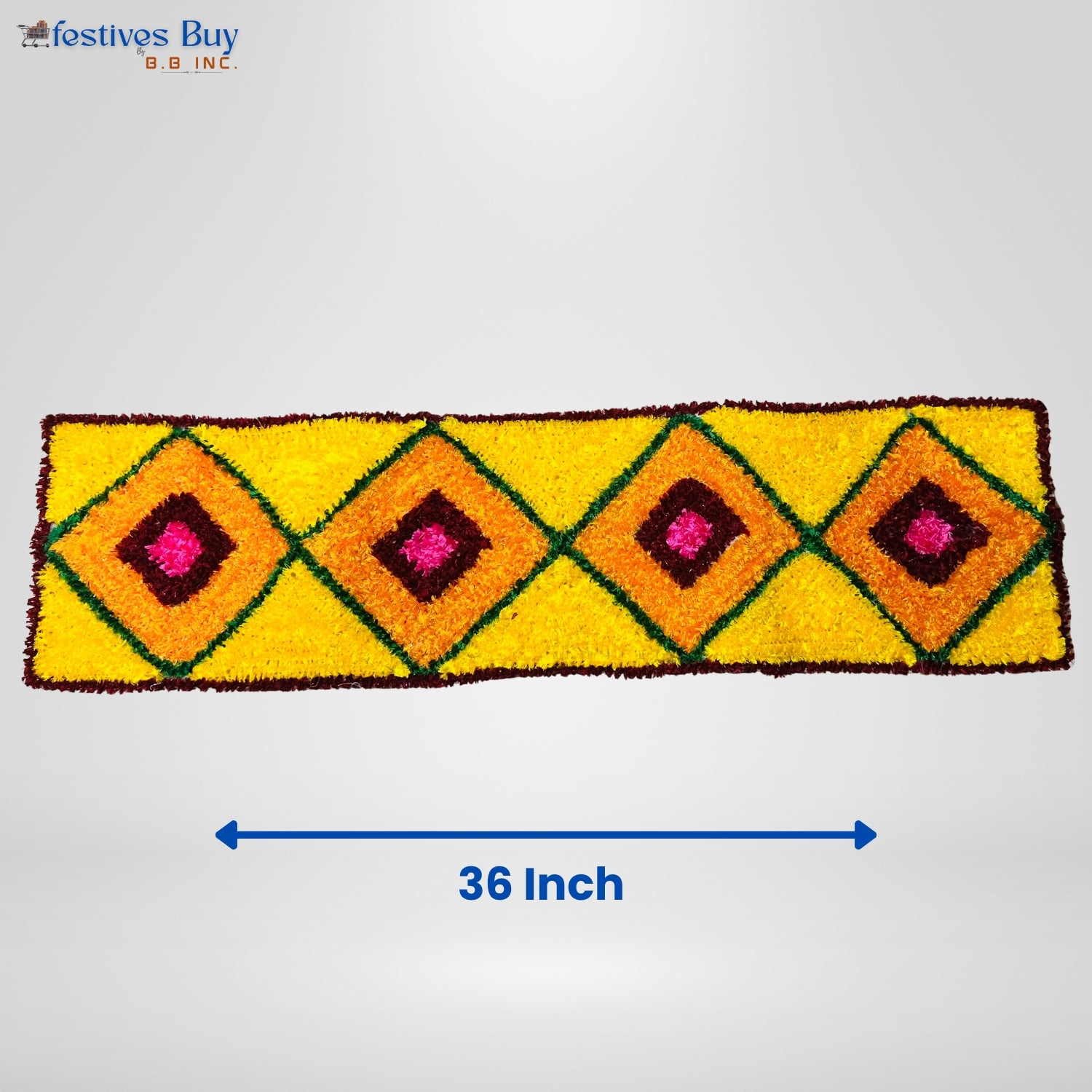 Golden Radiance Wool Rangoli – 36 Inch Washable Rexine Base by Festives Buy