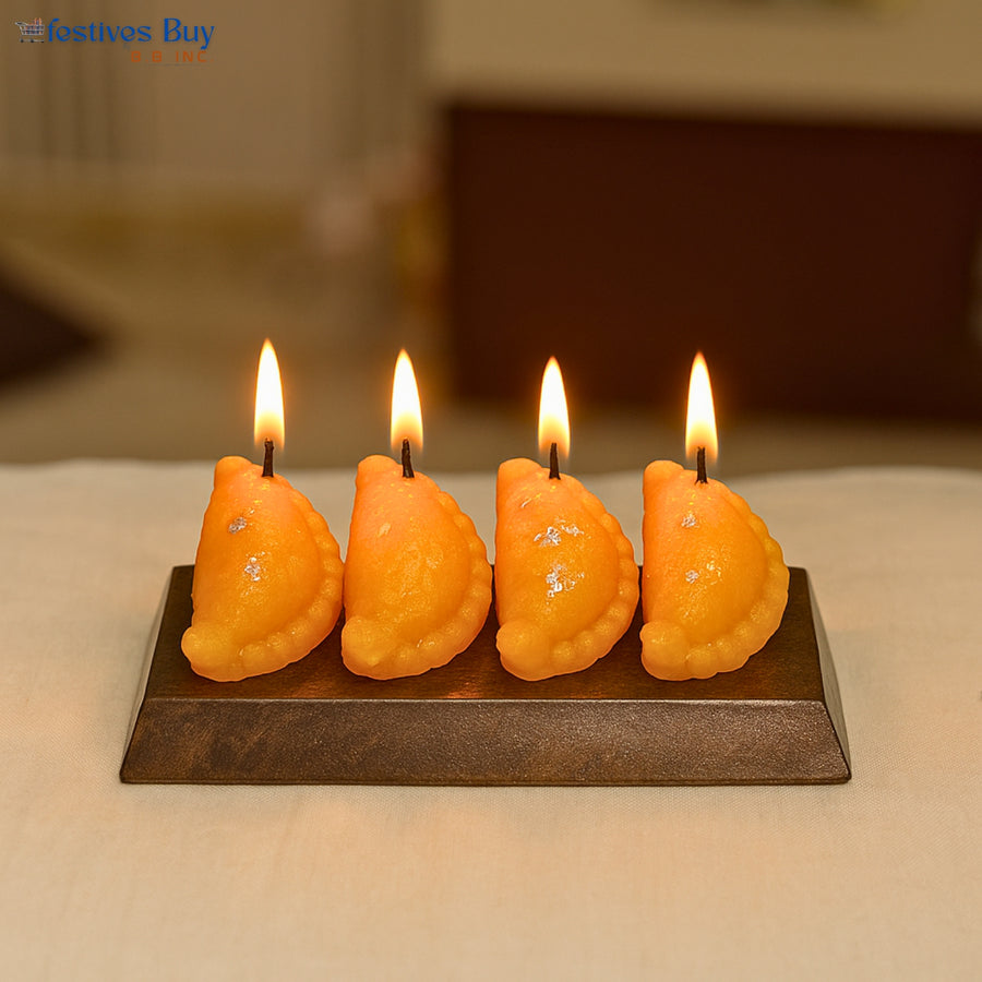 Gujiya Shaped Candle Set – Festive Designer Sweet-Themed Decorative Candles by Festives Buy