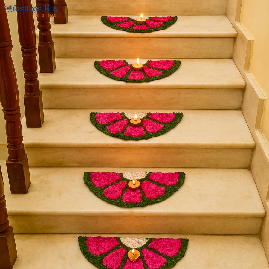 Half Round Wool Rangoli – 10 Inch Washable Rexine Base by Festives Buy