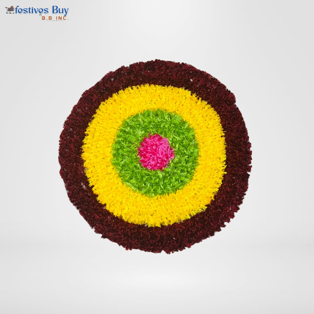 Handmade Fiber Wool Rangoli 10 Inch – Washable Rexine by Festives Buy