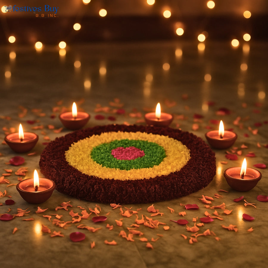 Handmade Fiber Wool Rangoli 10 Inch – Washable Rexine by Festives Buy