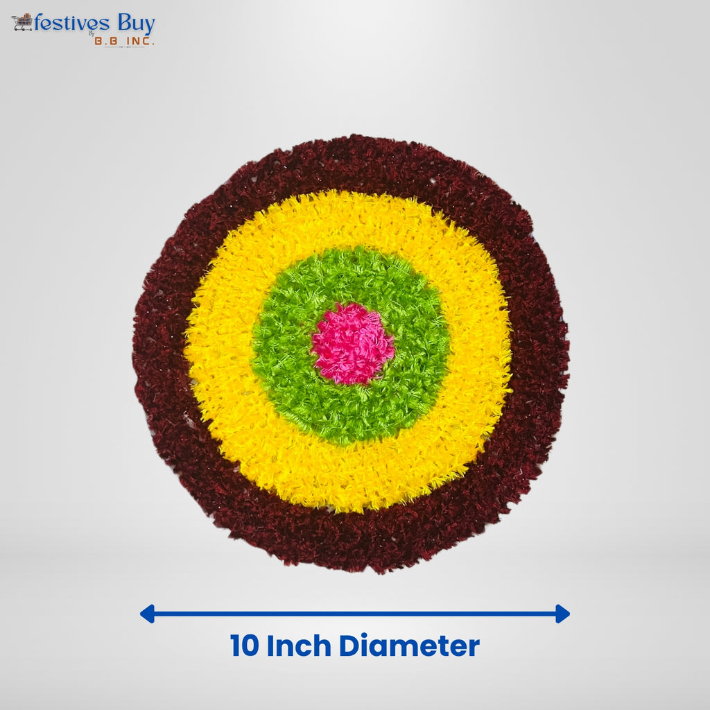 Handmade Fiber Wool Rangoli 10 Inch – Washable Rexine by Festives Buy