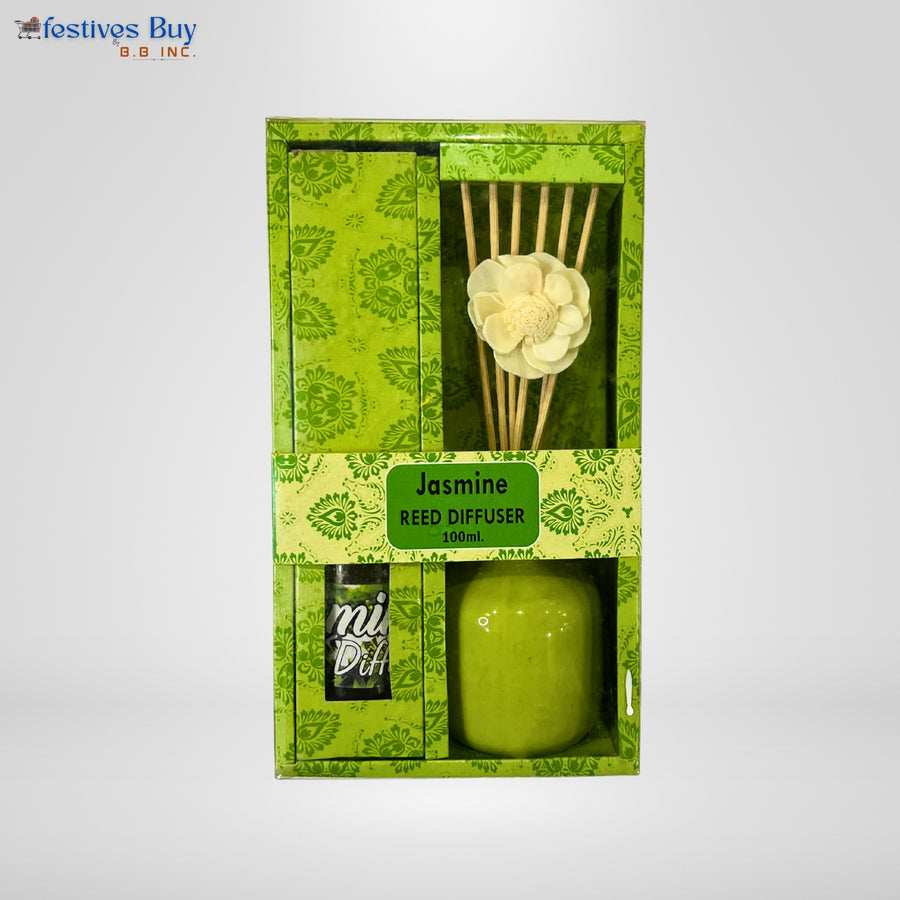 Jasmine Reed Diffuser Set – 100ml Fragrance Oil & Ceramic Bottle by Festives Buy
