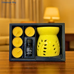 Lemongrass Ceramic Oil Burner Set – Fragrance Diffuser with Tealights by Festives Buy