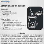 Lemongrass Ceramic Oil Burner Set – Fragrance Diffuser with Tealights by Festives Buy