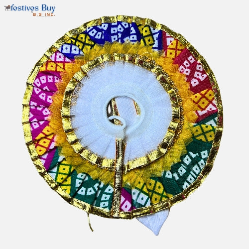 Multicolor Designer Laddu Gopal Dress – 6 Inch Diameter | Golden Lace Poshak for Krishna Idol Puja & Janmashtami