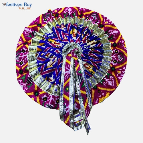 Pink & Purple Traditional Laddu Gopal Dress – 8 Inch Diameter | Silver Lace Krishna Idol Poshak for Janmashtami & Puja
