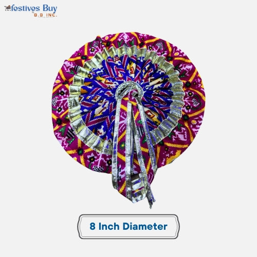 Pink & Purple Traditional Laddu Gopal Dress – 8 Inch Diameter | Silver Lace Krishna Idol Poshak for Janmashtami & Puja