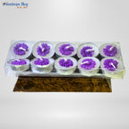 Purple Flower Tealight Candle Set – 10 Piece Decorative Floral Festive Candles by Festives Buy